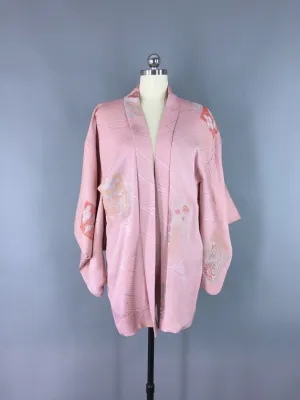 1960s Silk Haori Kimono Cardigan Jacket / Blush Pink