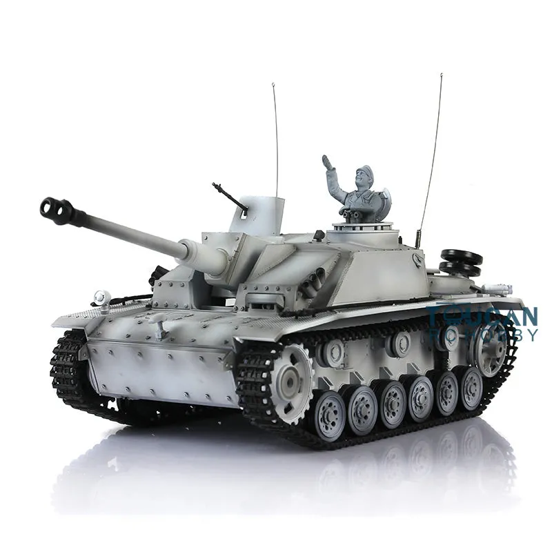 2.4G Henglong 1/16 Radio Control Tank 7.0 3868 Plastic German Stug III RTR RC Tank w/ Engine Sound Smoking Gearbox Gift for