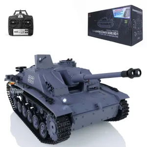 2.4G Henglong 1/16 Radio Control Tank 7.0 3868 Plastic German Stug III RTR RC Tank w/ Engine Sound Smoking Gearbox Gift for