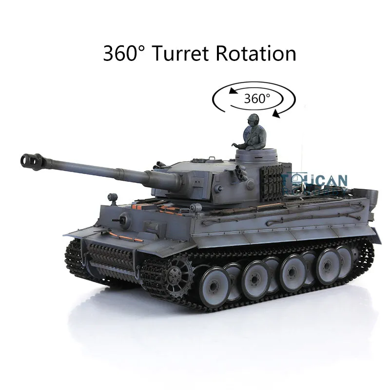 2.4Ghz Henglong 1/16 7.0 Plastic German Tiger I RTR RC Tank 3818 W/ 360 Rotating Turret Smoking Gearbox w/o Barrel RecoilDegrees