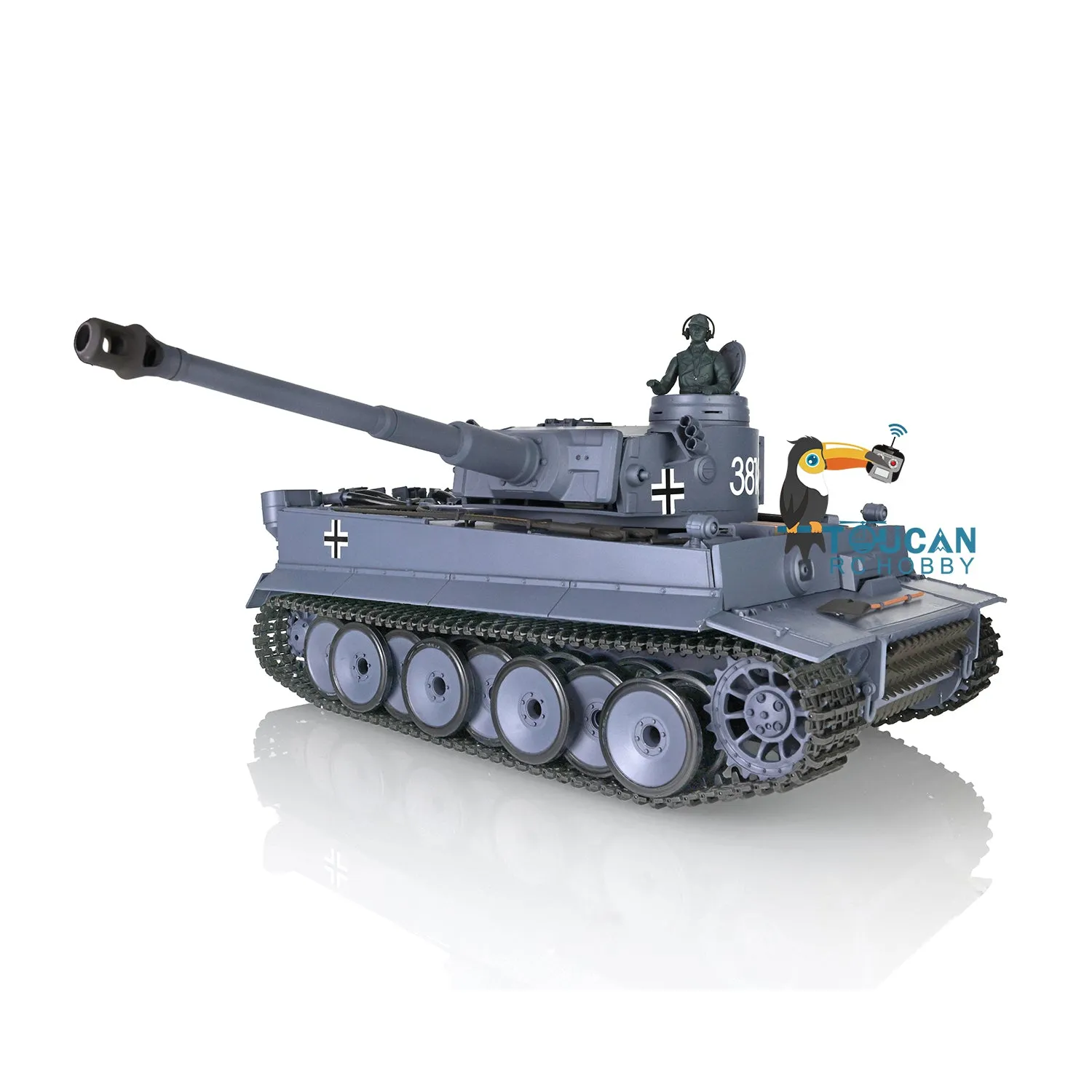 2.4Ghz Henglong 1/16 7.0 Plastic German Tiger I RTR RC Tank 3818 W/ 360 Rotating Turret Smoking Gearbox w/o Barrel RecoilDegrees