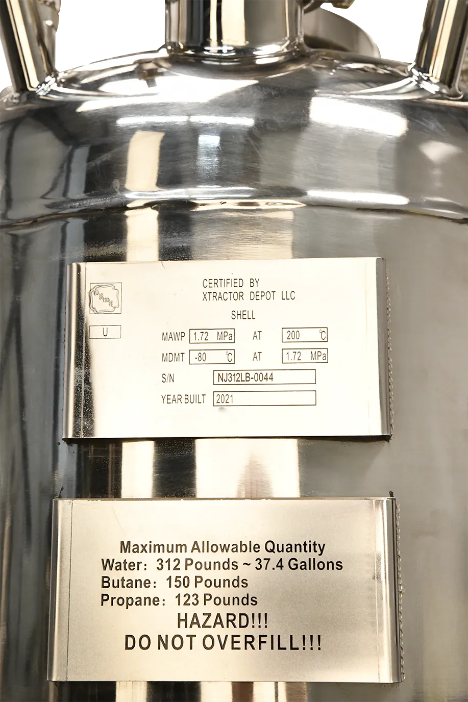 312lb ASME Non-Jacketed Solvent Tank | V1 | Unassembled
