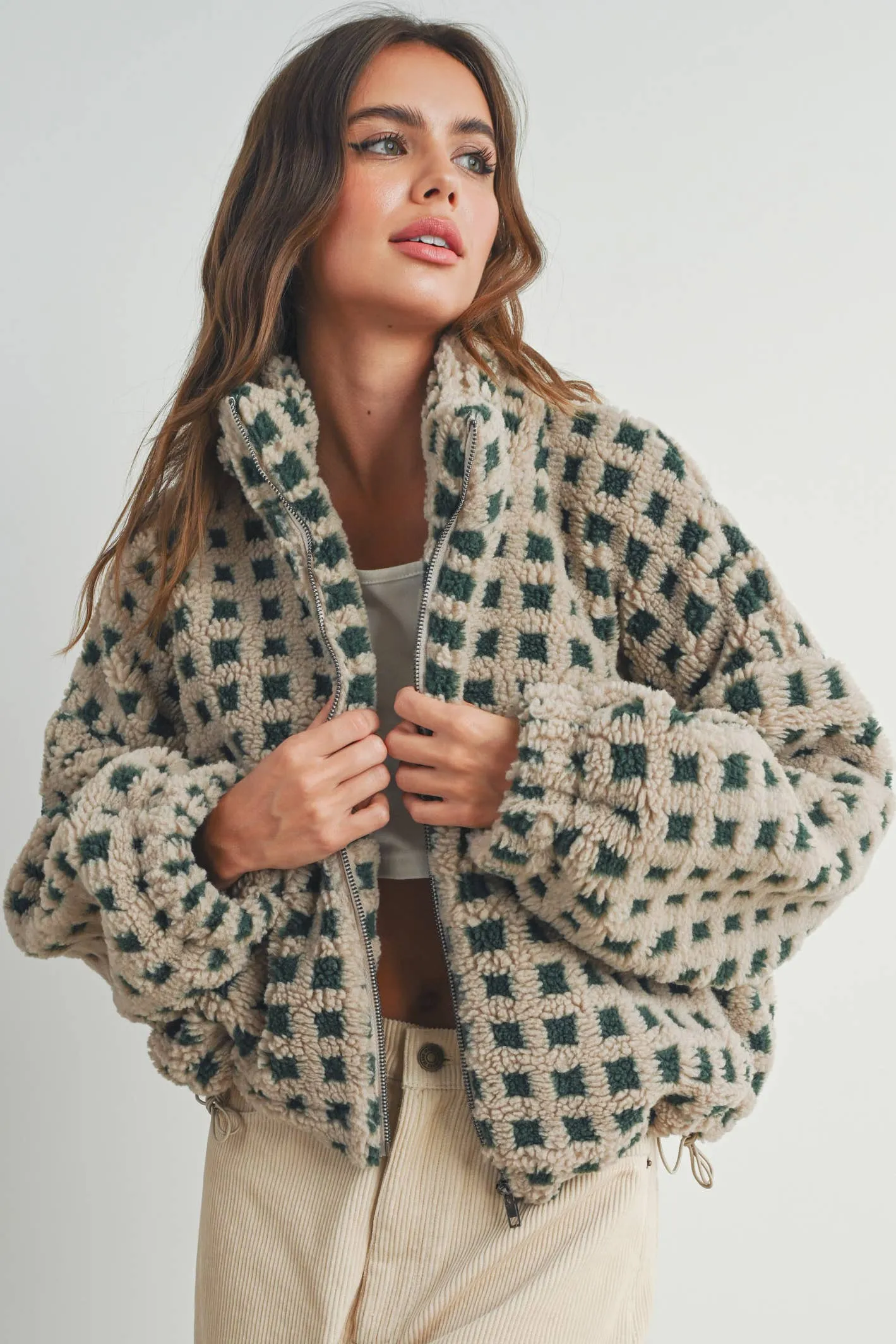 Among the Trees Sherpa Jacket - Green/Taupe
