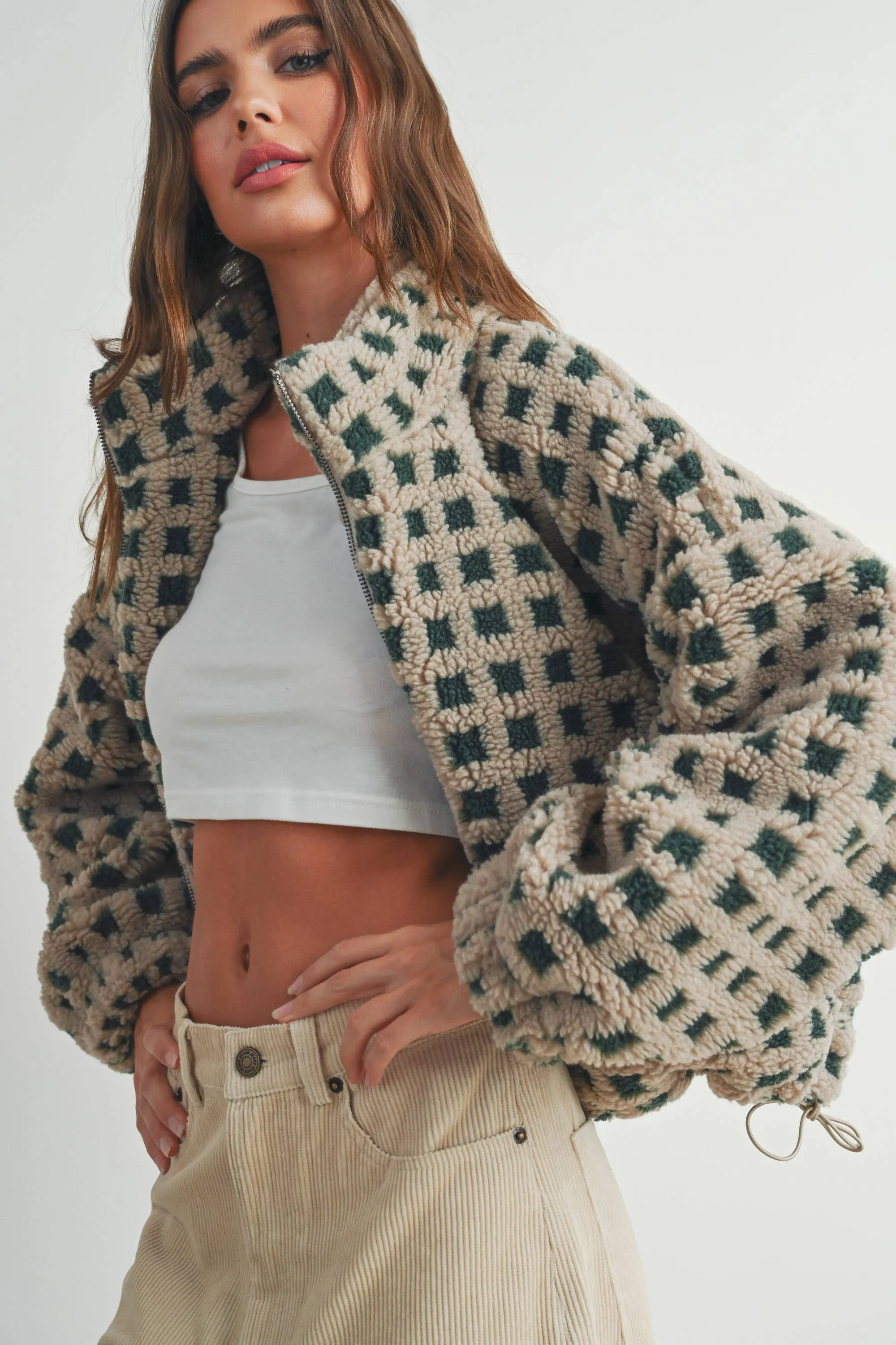 Among the Trees Sherpa Jacket - Green/Taupe