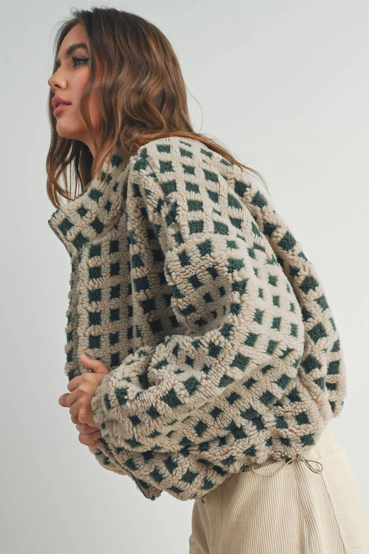 Among the Trees Sherpa Jacket - Green/Taupe