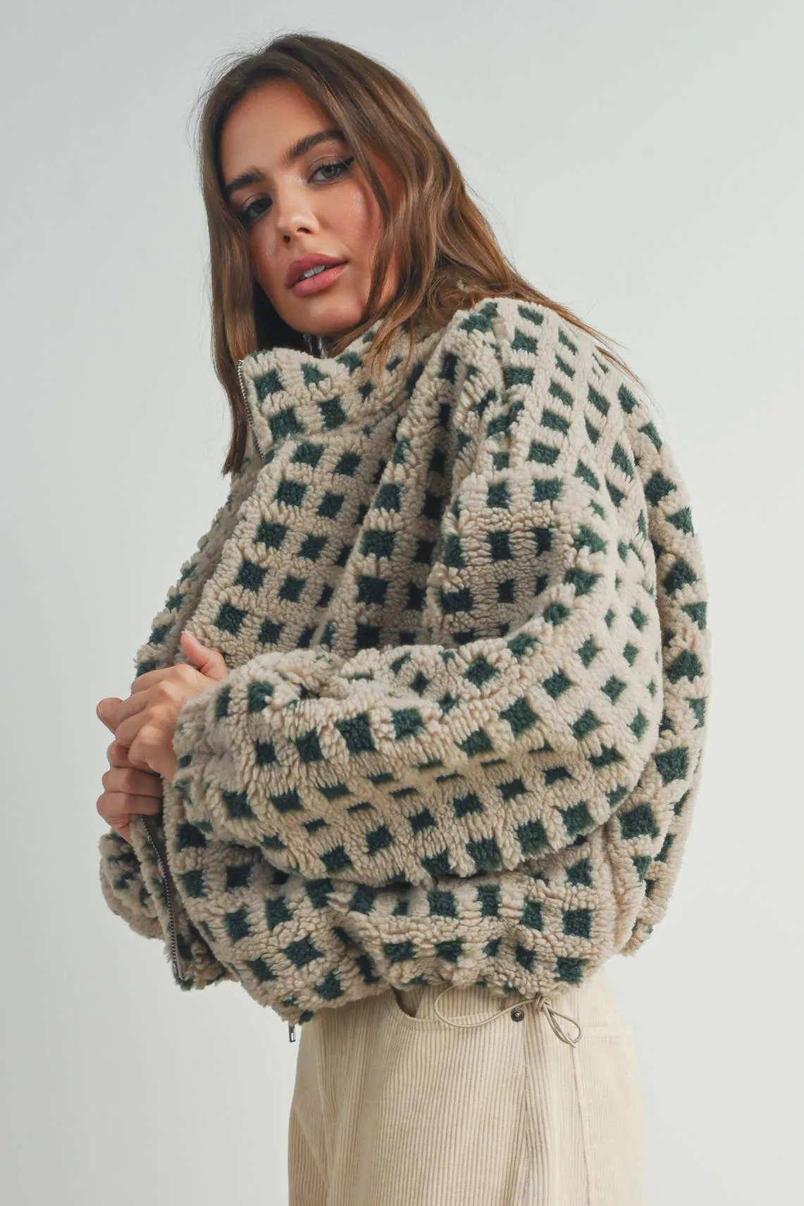Among the Trees Sherpa Jacket - Green/Taupe