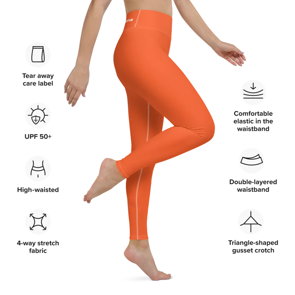 Athletic Apparatus Outrageous Orange White logo White stitch V3 Yoga Leggings