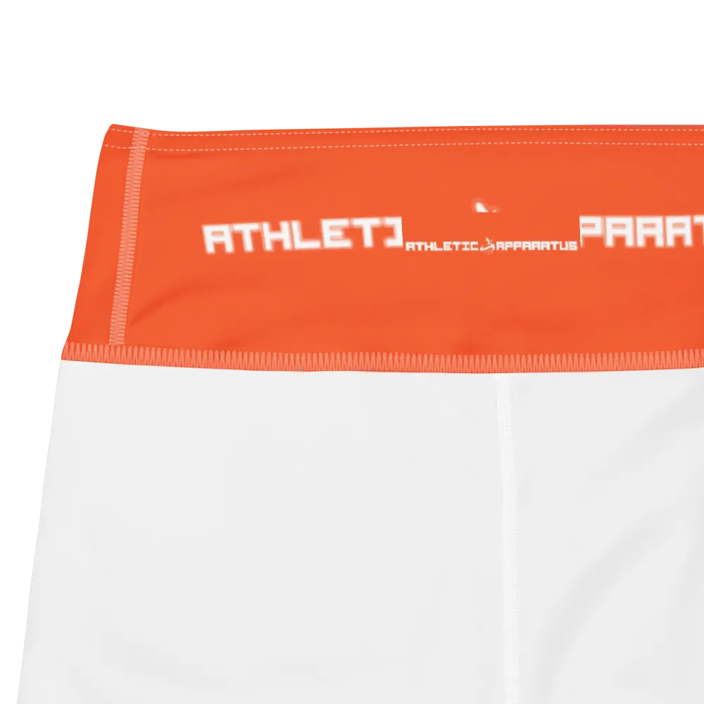 Athletic Apparatus Outrageous Orange White logo White stitch V3 Yoga Leggings