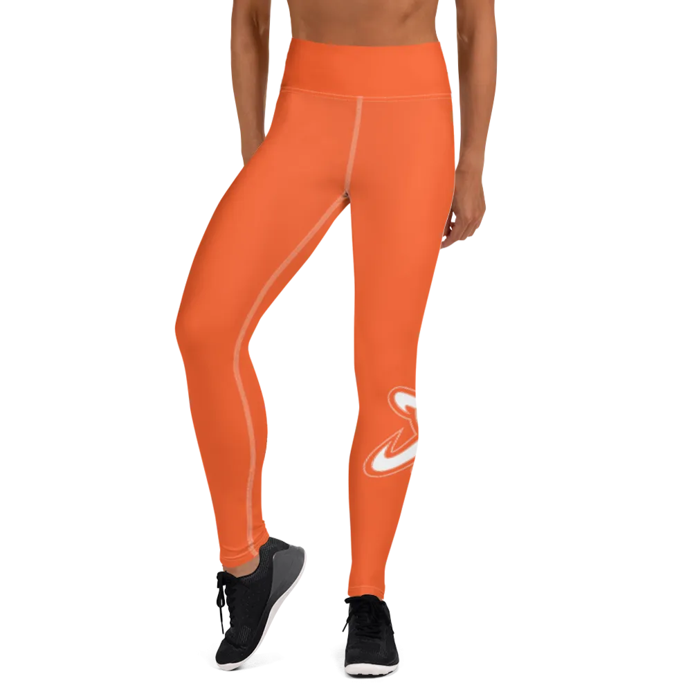 Athletic Apparatus Outrageous Orange White logo White stitch V3 Yoga Leggings