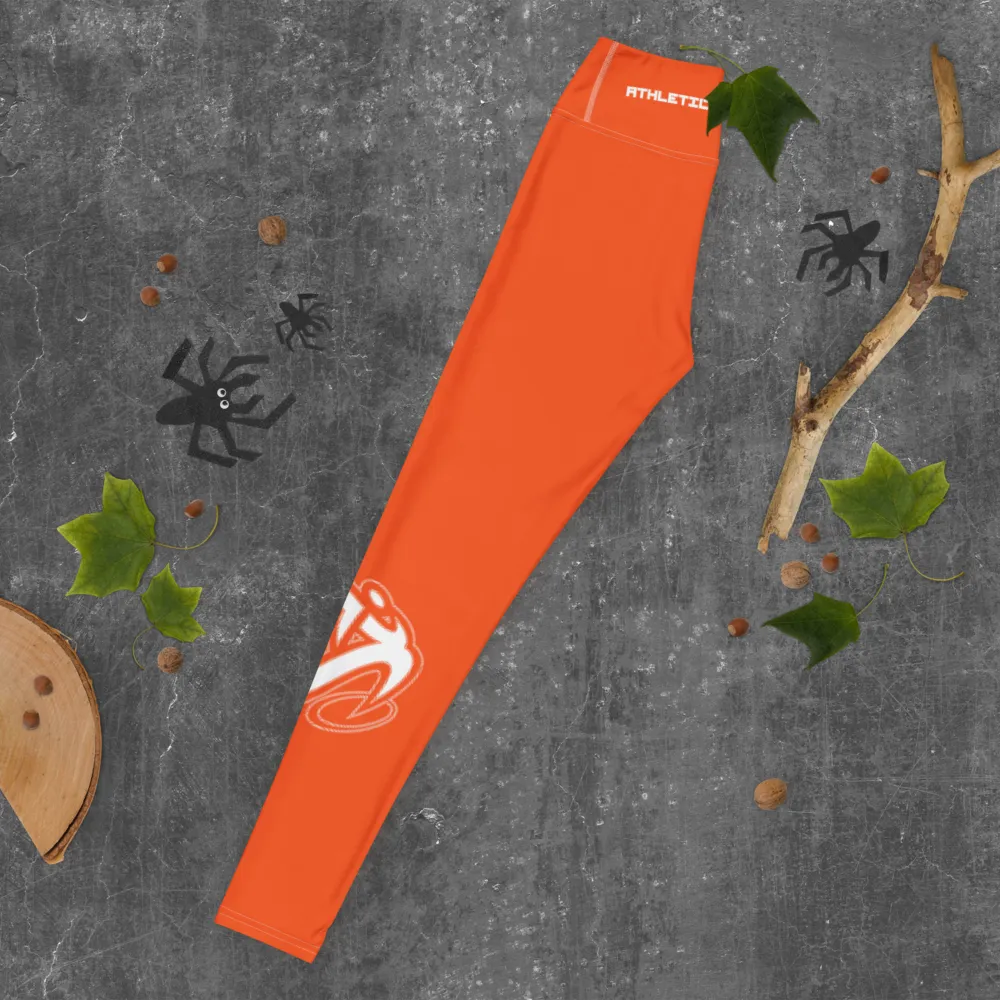 Athletic Apparatus Outrageous Orange White logo White stitch V3 Yoga Leggings