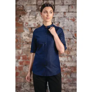 BA003-S Southside NY Queens Womens Denim Lightweight Chefs Shirt Size S