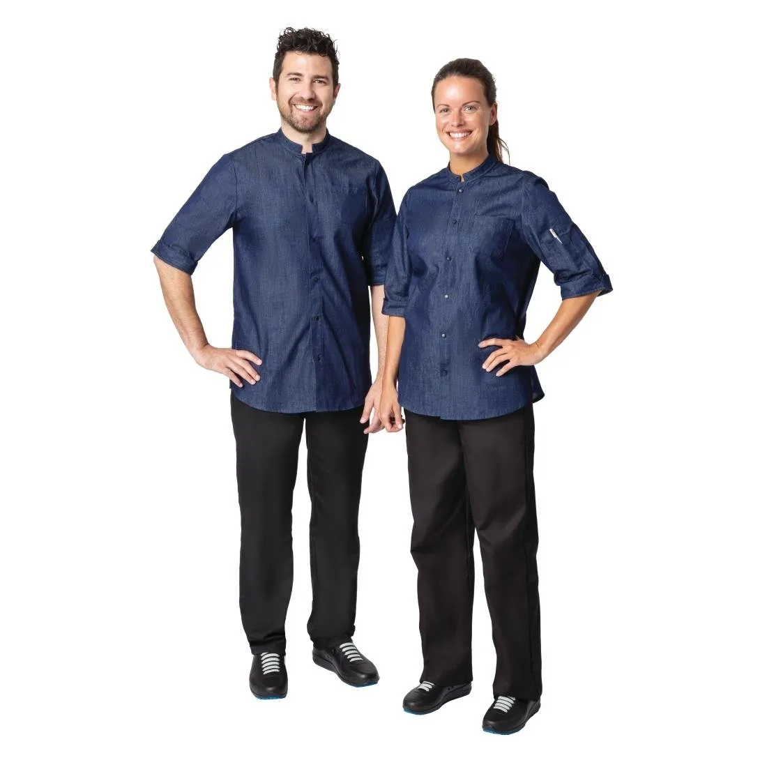 BA003-XS Southside NY Queens Womens Denim Lightweight Chefs Shirt Size XS
