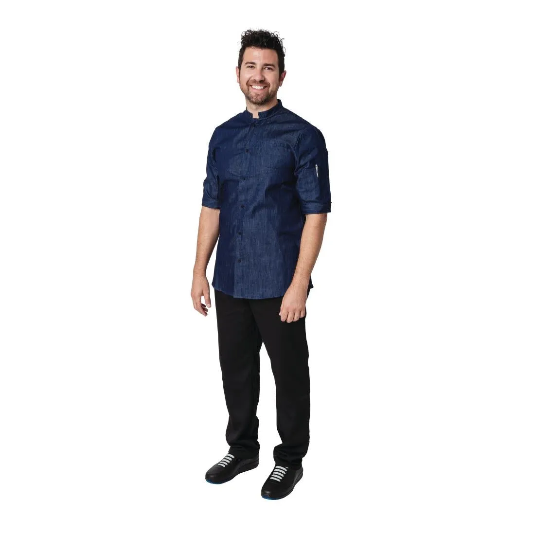 BB575-M Southside NY Kings Mens Denim Lightweight Chefs Shirt Size M