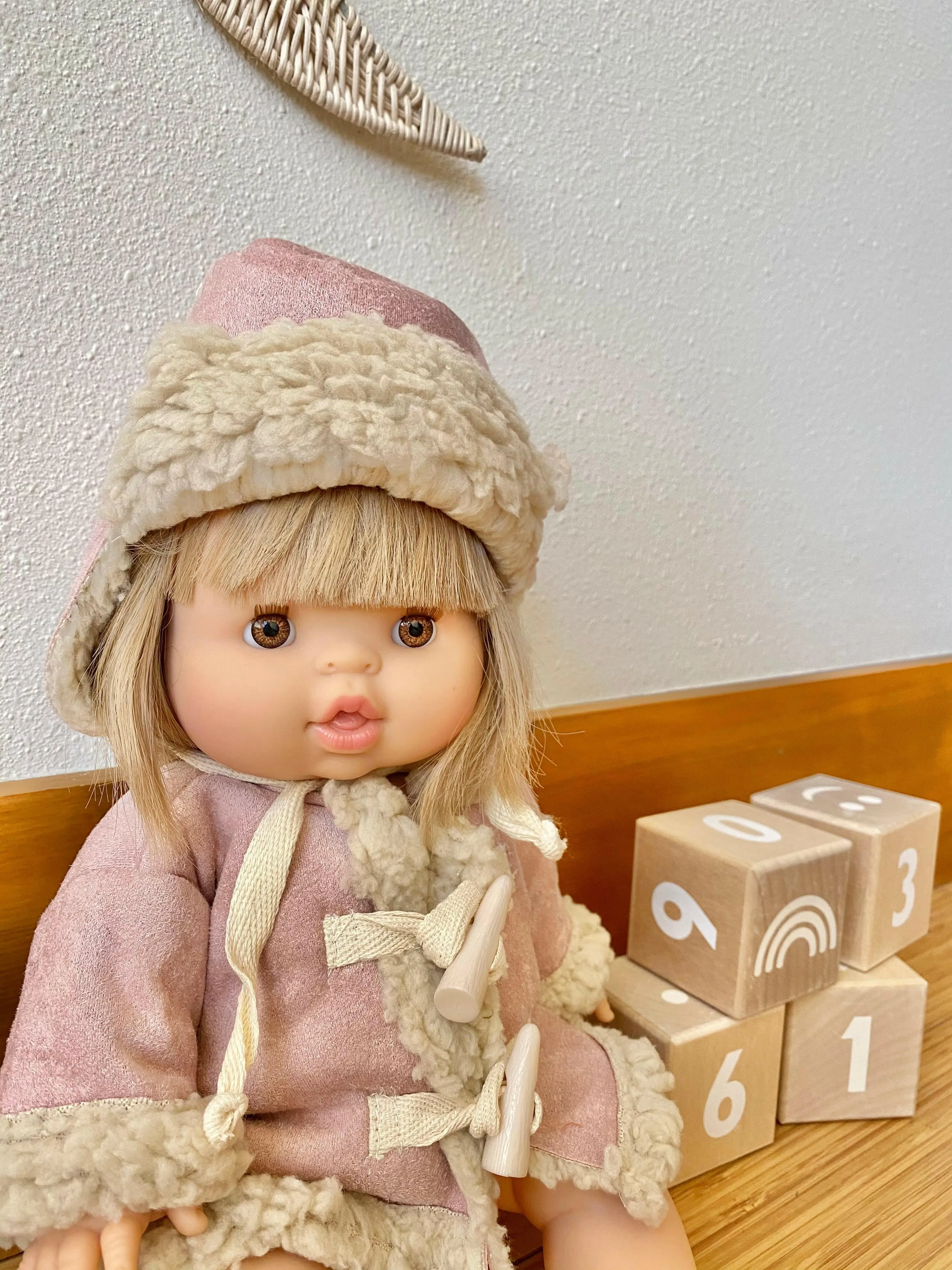 Blush Sherpa Doll Bonnet