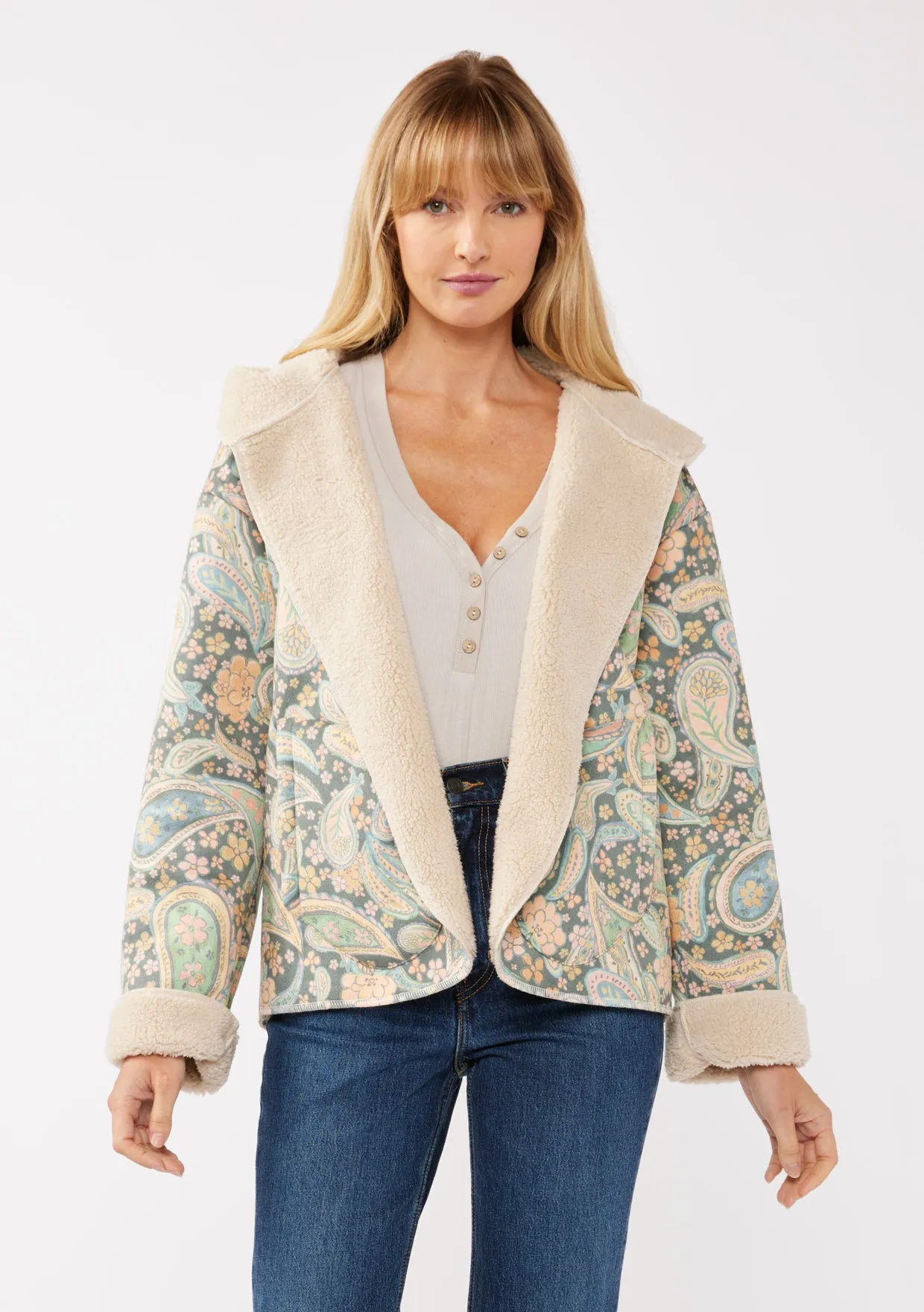 Boho Paisley Floral Hooded Jacket