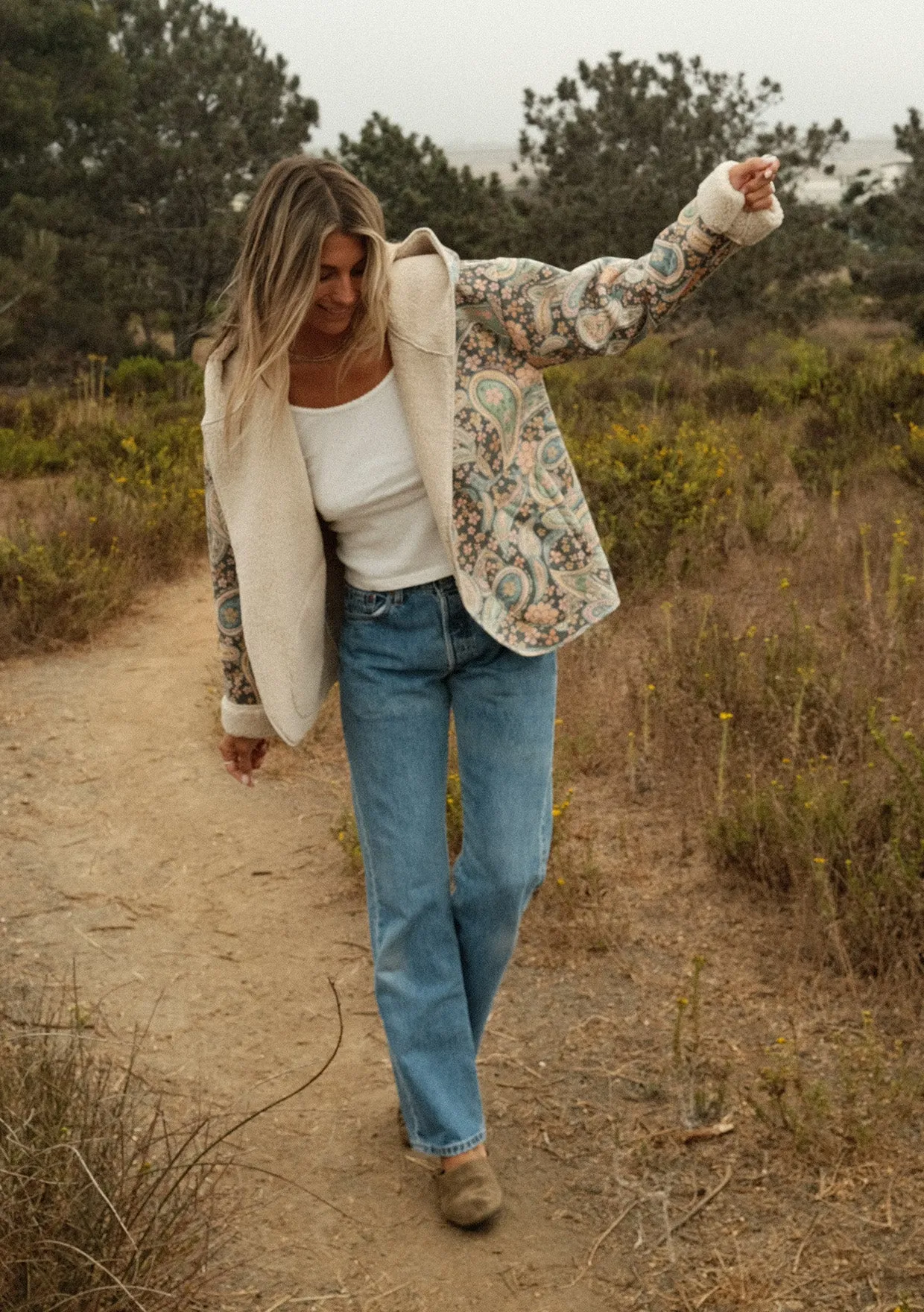 Boho Paisley Floral Hooded Jacket