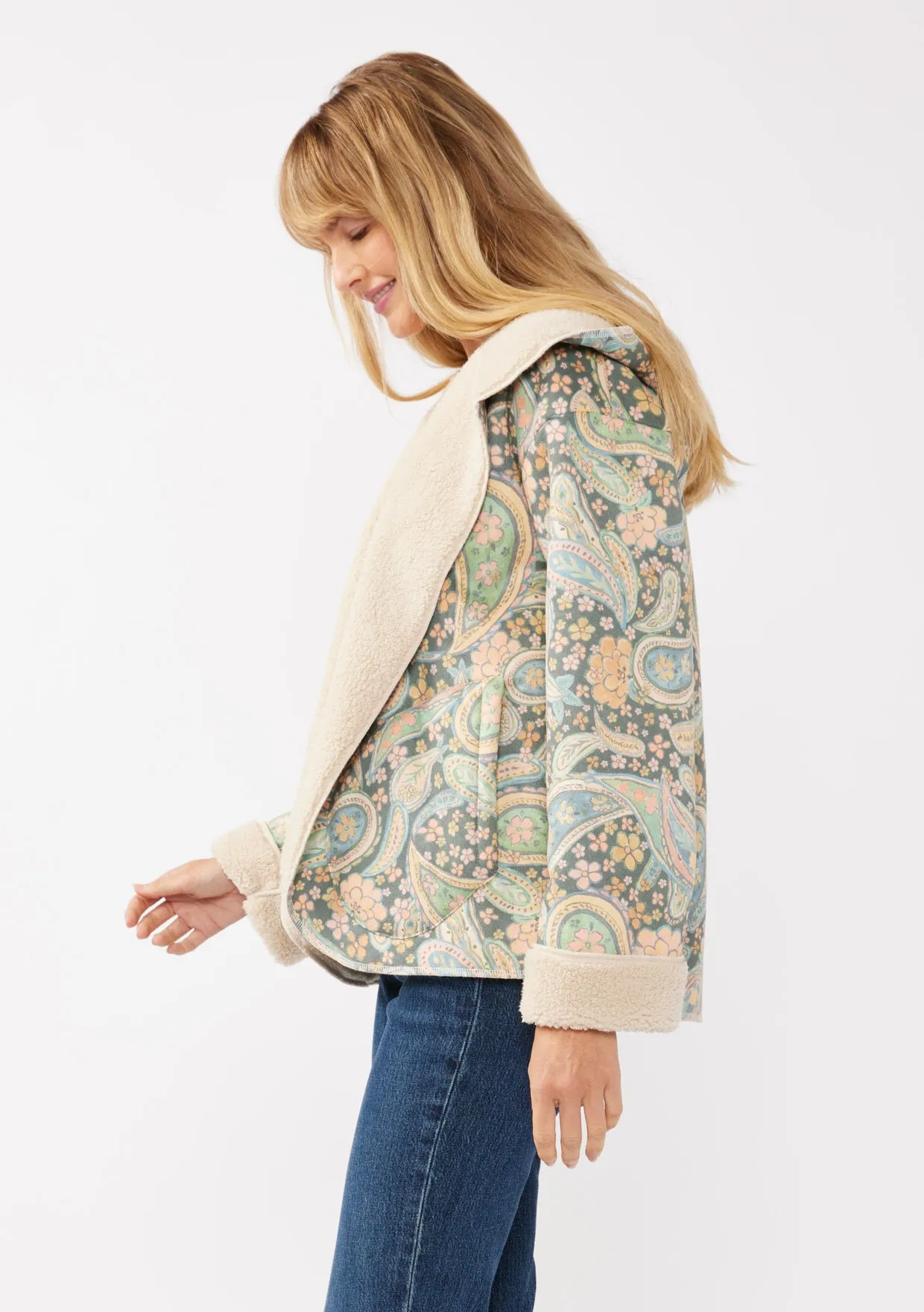 Boho Paisley Floral Hooded Jacket