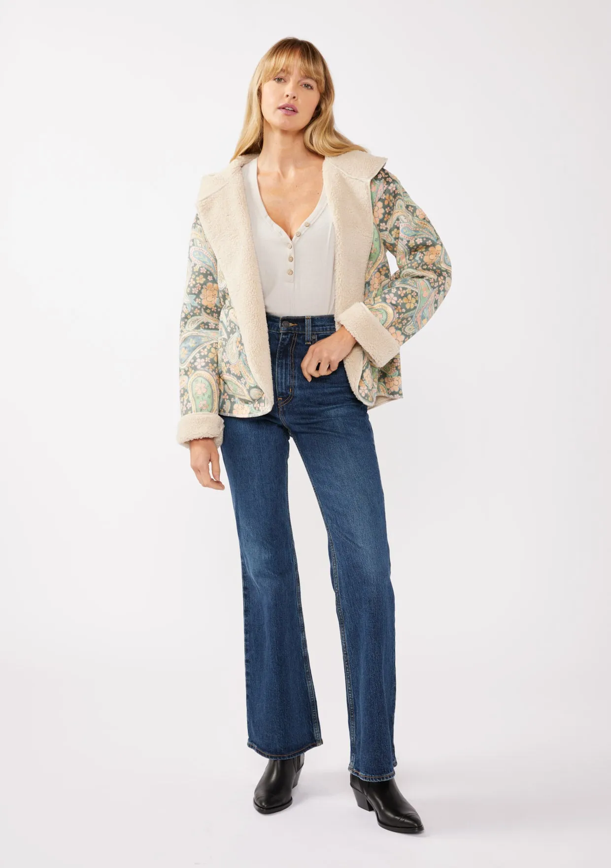 Boho Paisley Floral Hooded Jacket