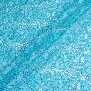 Busy Turquoise Floral Guipure Lace