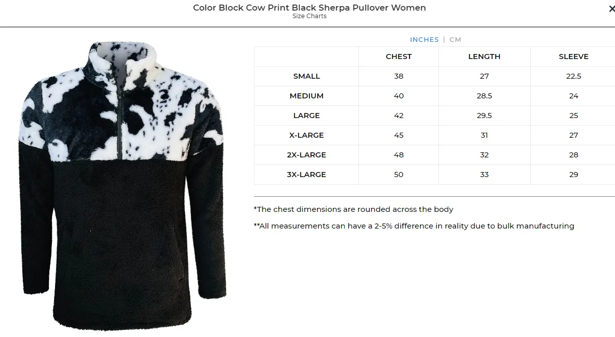 Colorblock  Black Cow Print Sherpa Pullover Jacket