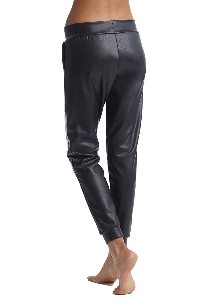 Commando Faux Leather Jogger - Black