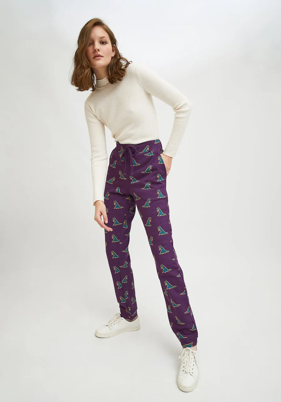 Compania Fantastica Dinosaur Print Cotton joggers FA21SEV03