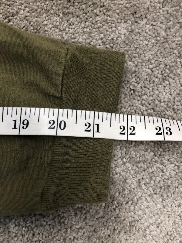 Disney Store T-shirt Men XXL Olive Green Long Sleeve Crew Neck Tee 100% Cotton