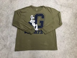 Disney Store T-shirt Men XXL Olive Green Long Sleeve Crew Neck Tee 100% Cotton