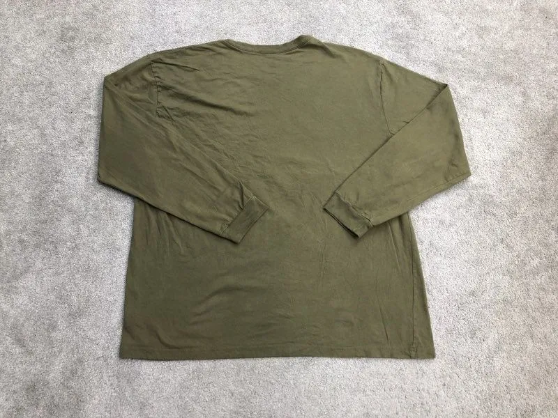 Disney Store T-shirt Men XXL Olive Green Long Sleeve Crew Neck Tee 100% Cotton