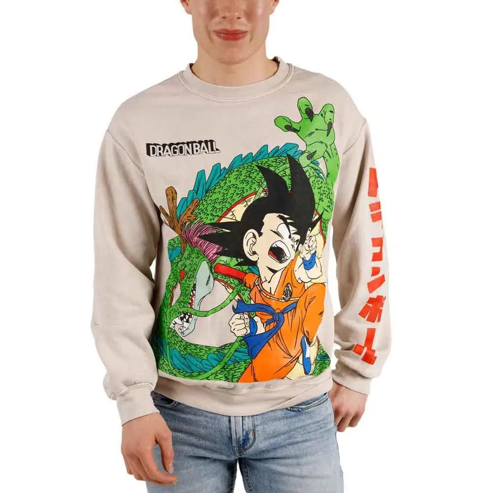 Dragon Ball - Goku & Shenron Oversized Print Sweatshirt (Tan, Unisex) - Bioworld