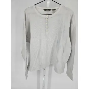 Eddie Bauer Womens Sz XXL Tall Long Sleeve Waffle Knit T Shirt White