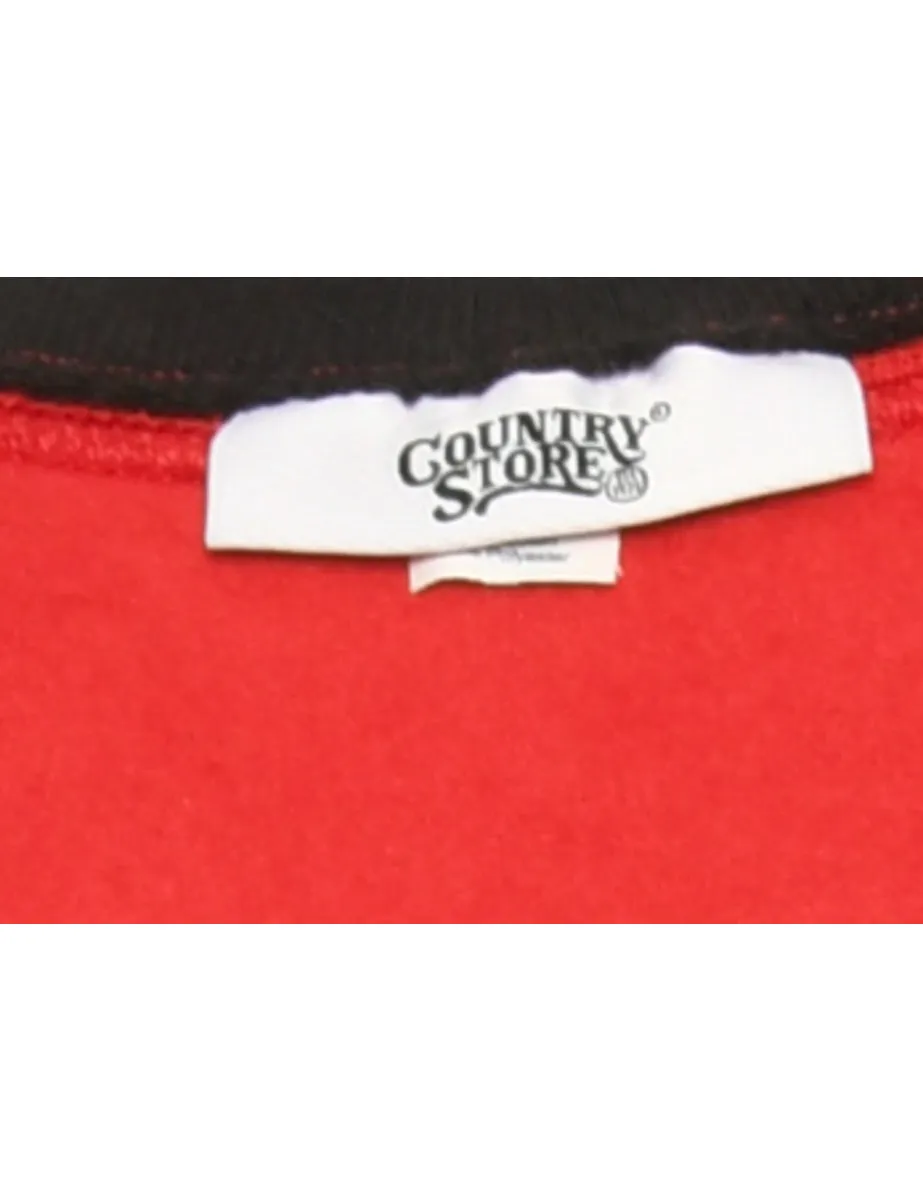 Embroidered Red & Black Sweatshirt - L