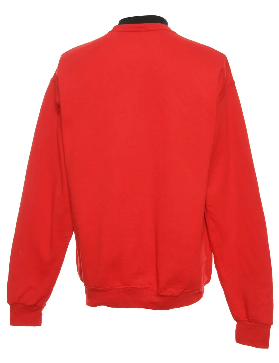 Embroidered Red & Black Sweatshirt - L