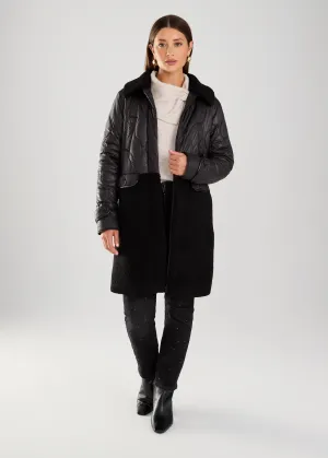 FDJ Quilted Jacket w/ Sherpa Detail 1869857-BLK Black - 1 ONLY SIZE MEDIUM - 20% OFF