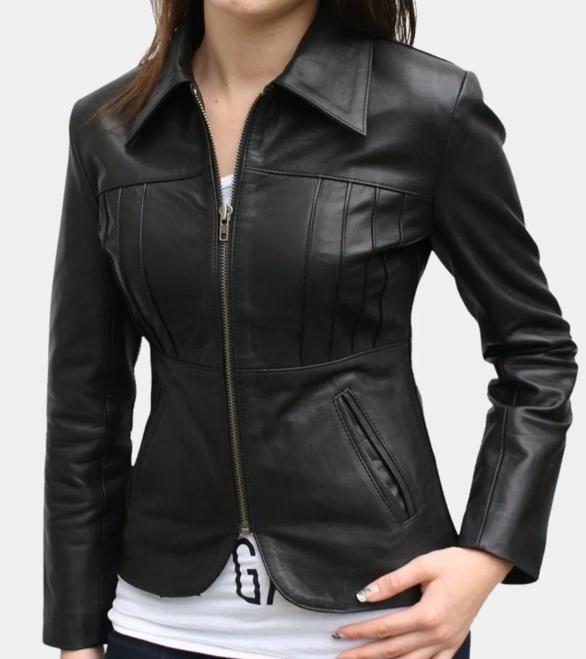 FitBust Black Women's Leather Jacket