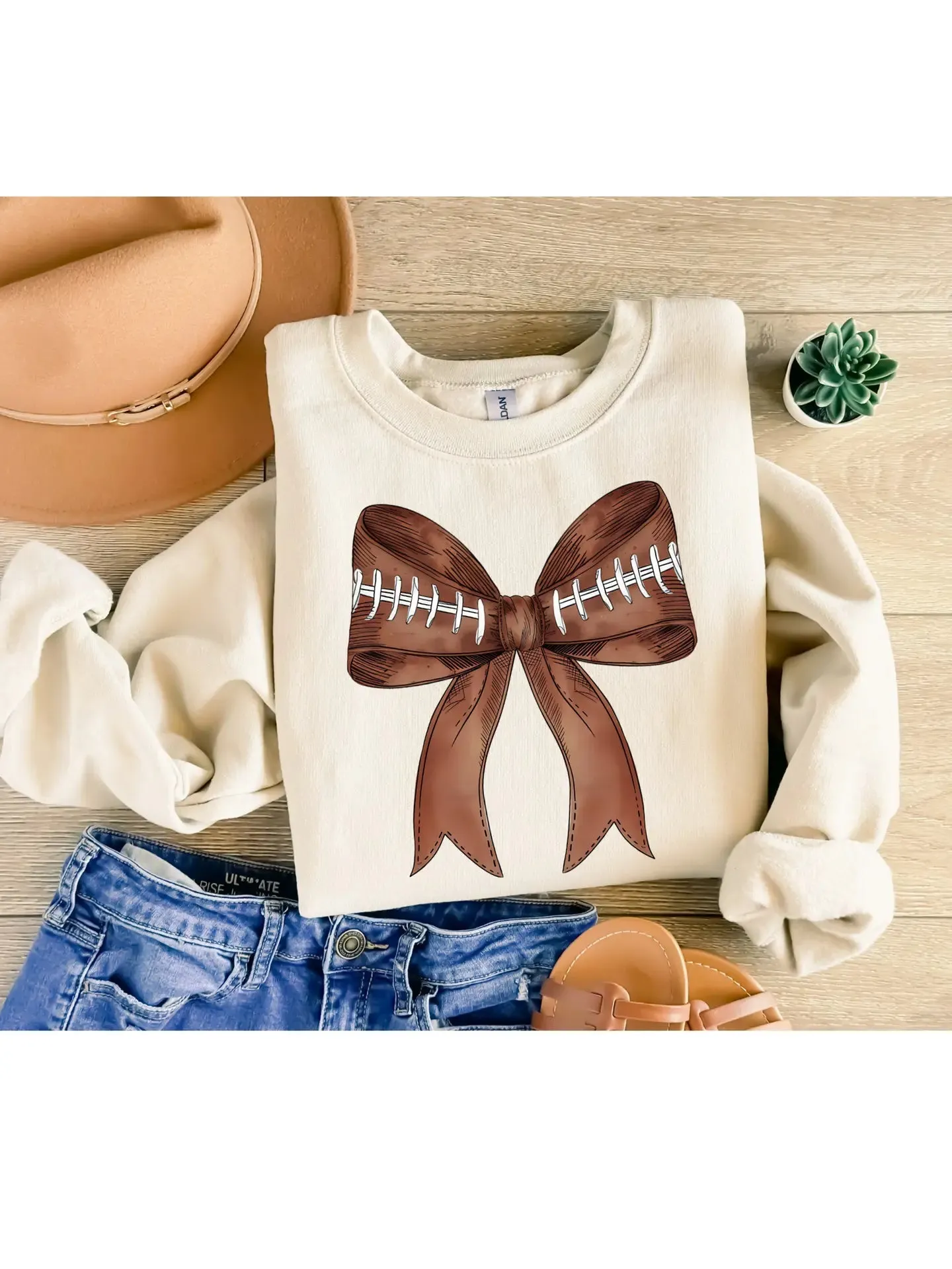 Football Preppy Bow Graphic Sweatshirt