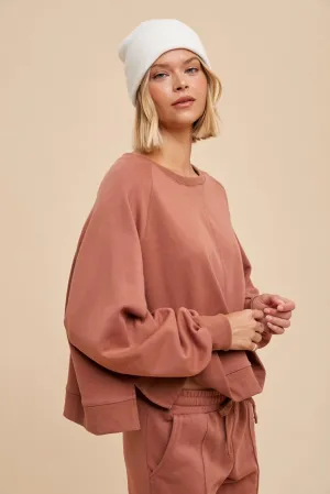 Garment Washed Raglan Pullover Sweatshirt Clay