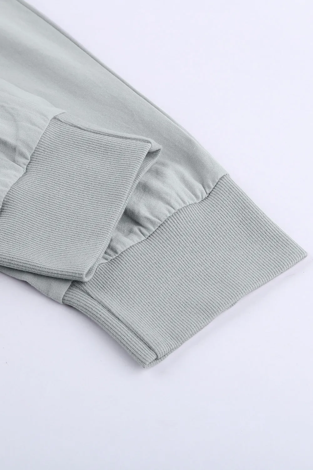 Gray Causal Pockets Elastic Waist Drawstring Pants