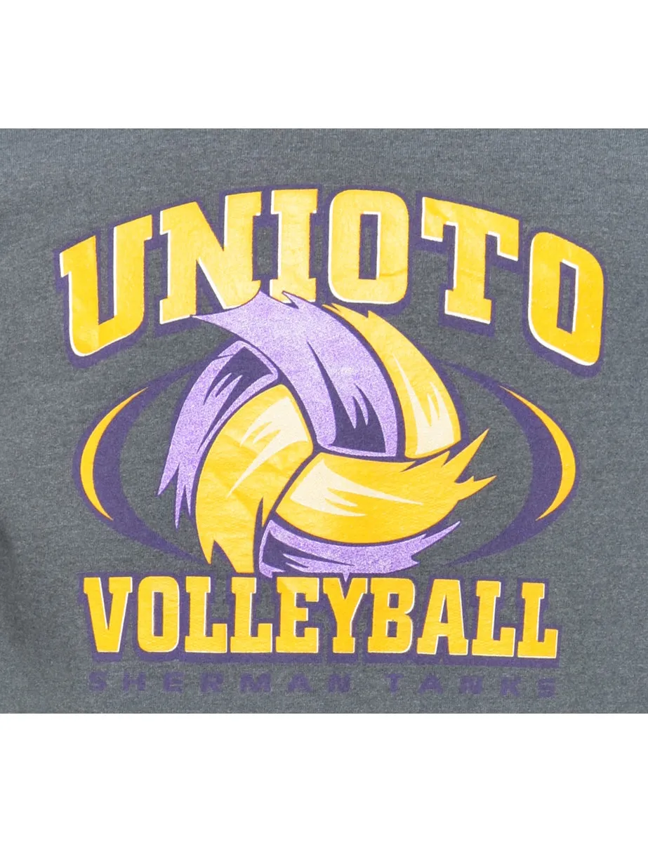 Grey Unioto Volleyball Printed Sweatshirt - S