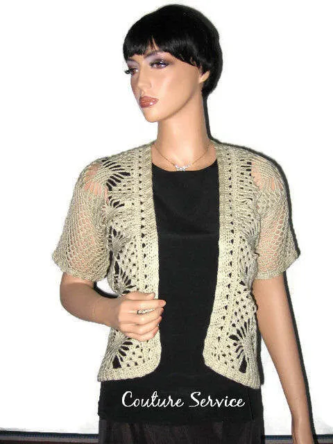 Handmade Crocheted Open Front Spider Lace Jacket, Natural
