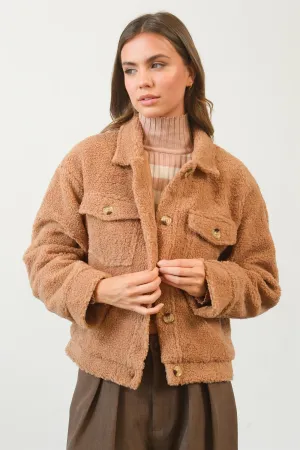 HF25A929-Sherpa Button-Front Jacket