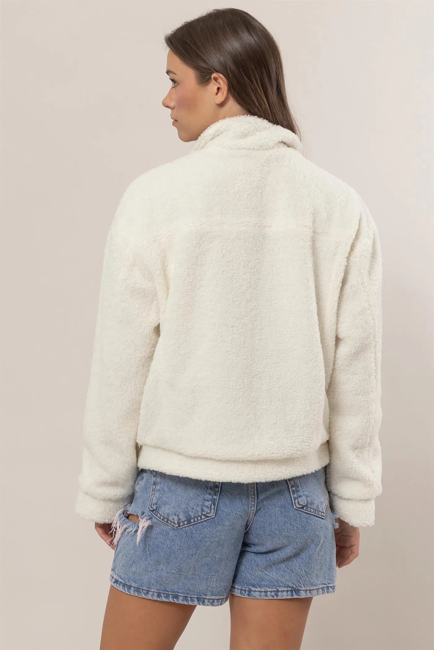 HF25A929-Sherpa Button-Front Jacket