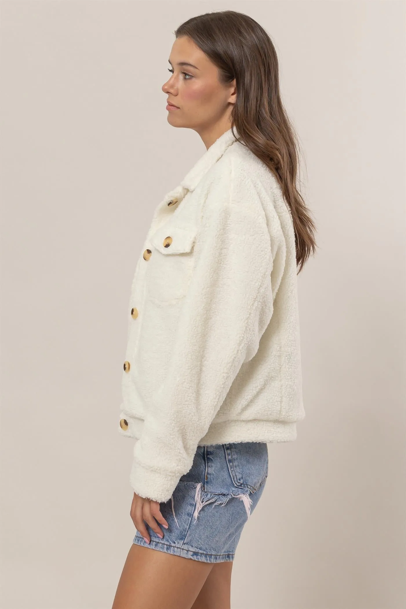 HF25A929-Sherpa Button-Front Jacket
