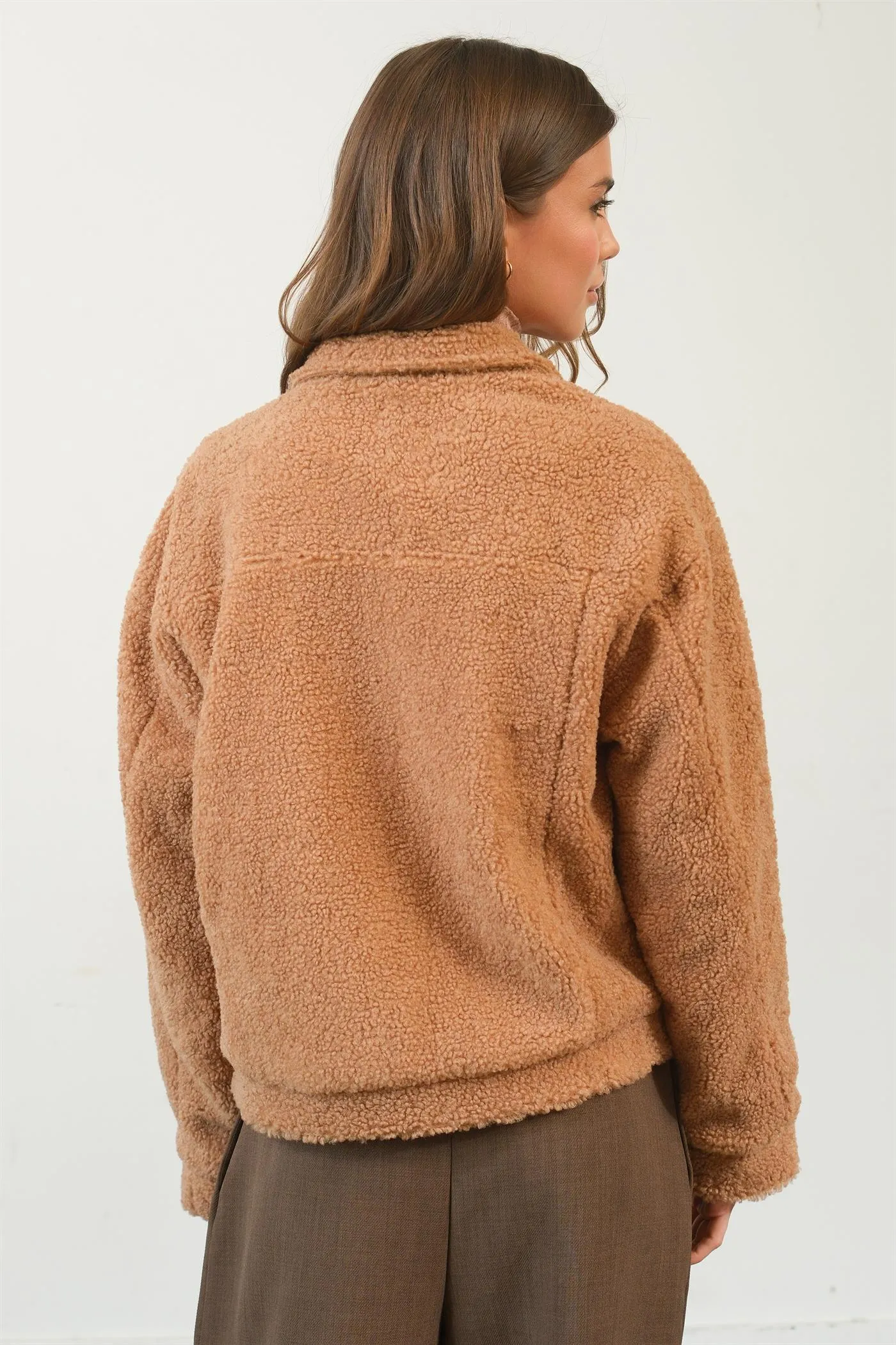 HF25A929-Sherpa Button-Front Jacket