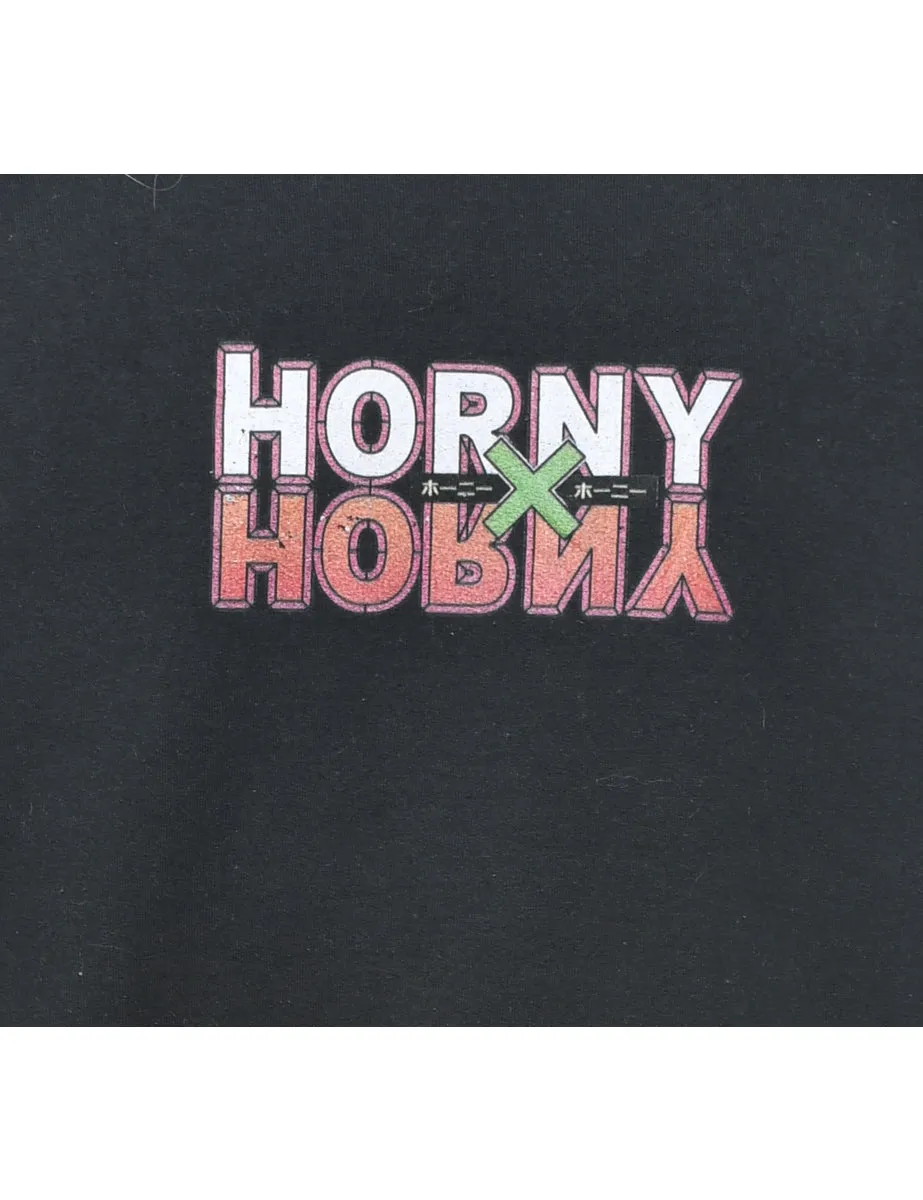 Horny Printed Hoodie - L
