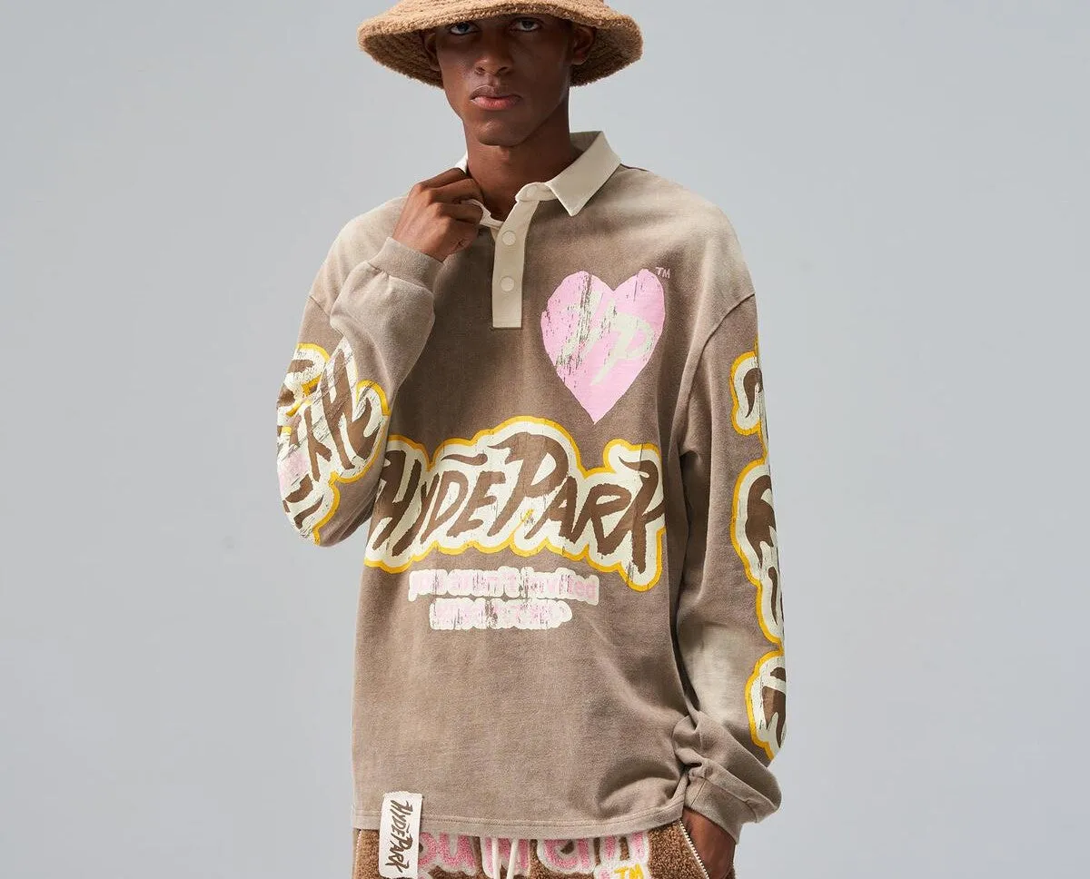 Hyde Park Dripping in Japan Long Sleeve Polo (Khaki)