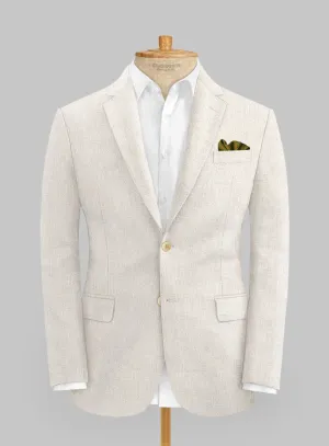 Italian Prato Beige Sharkskin Linen Jacket