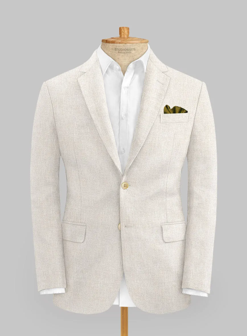 Italian Prato Beige Sharkskin Linen Jacket