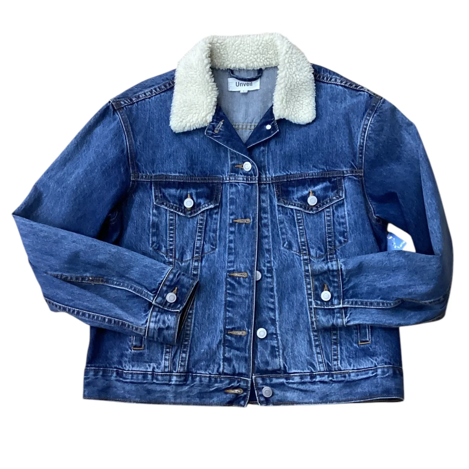Jacket Denim By Clothes Mentor In Blue Denim, Size: L