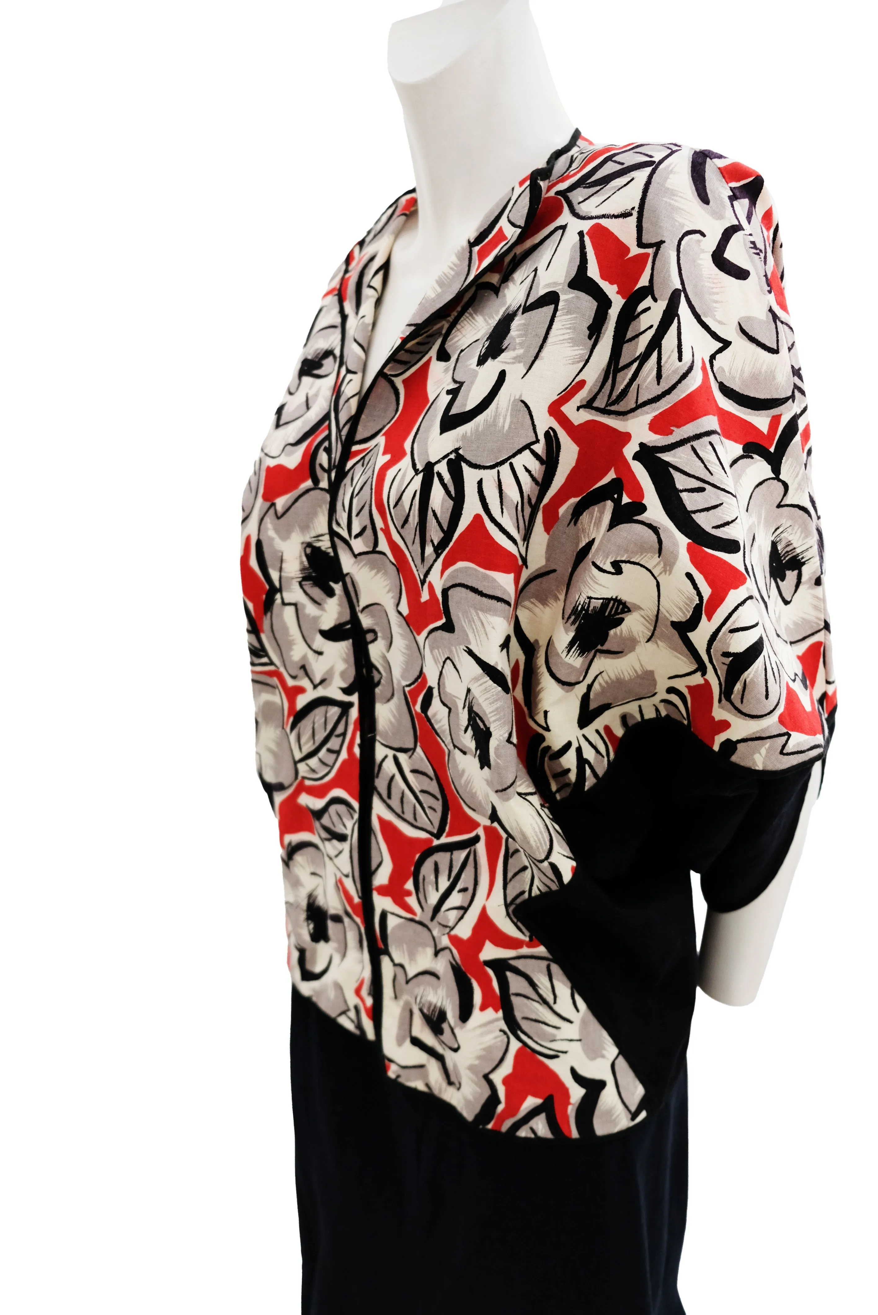 Janice Wainwright Red and Black Kimono Top and Skirt, UK12-14